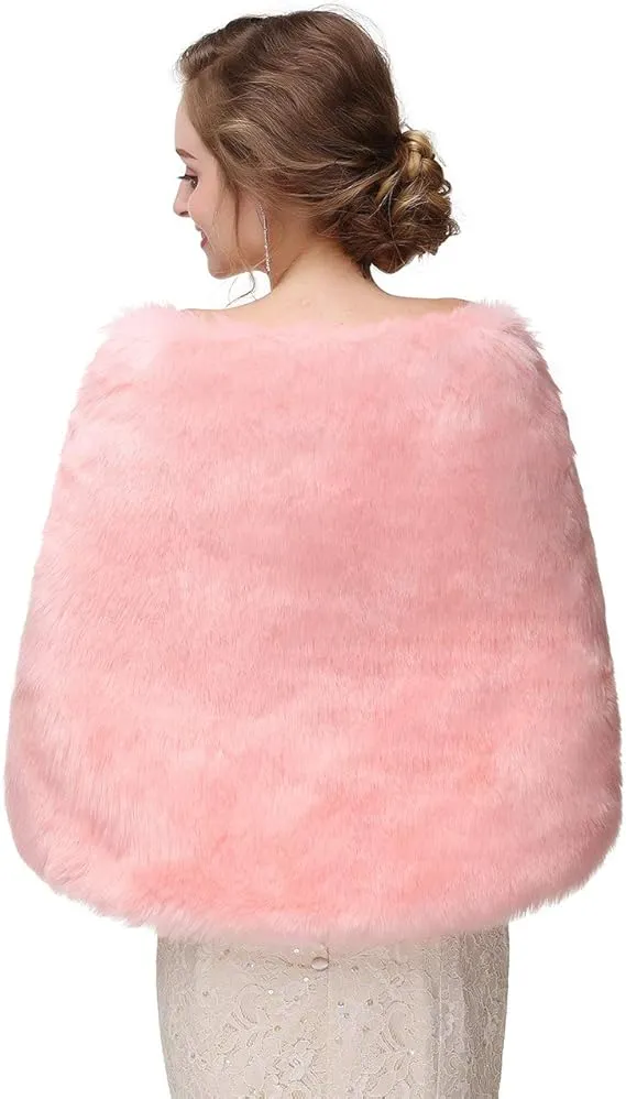 Peach Wedding Faux Fur Wrap featuring soft, luxurious texture, ideal for bridal style inspiration, offering elegance and warmth for sleeveless dresses.
